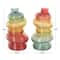 12" Multicolor Glass Ribbed Stacked Stones Vase Set with Color Blocks